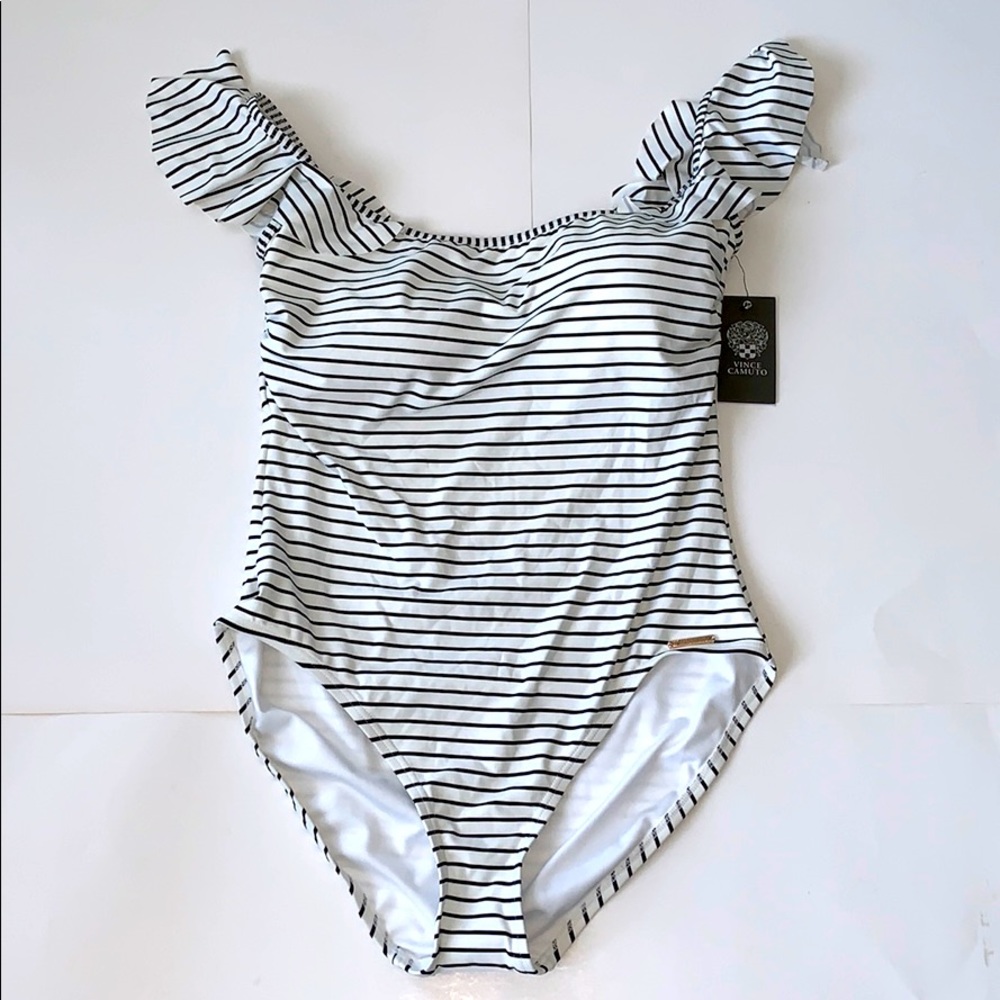💕SOLD💕 Vince Camuto Striped Swim Suit - Picture 1 of 1